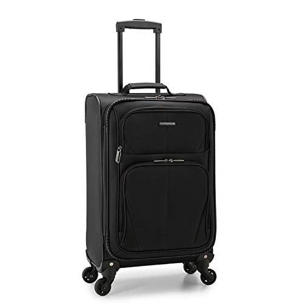 U.S. Traveler Aviron Bay Expandable Softside Luggage with Spinner Wheels, Black, 22" Carry-on
