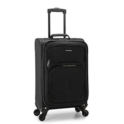 U.S. Traveler Aviron Bay Expandable Softside Luggage with Spinner Wheels, Black, 22" Carry-on