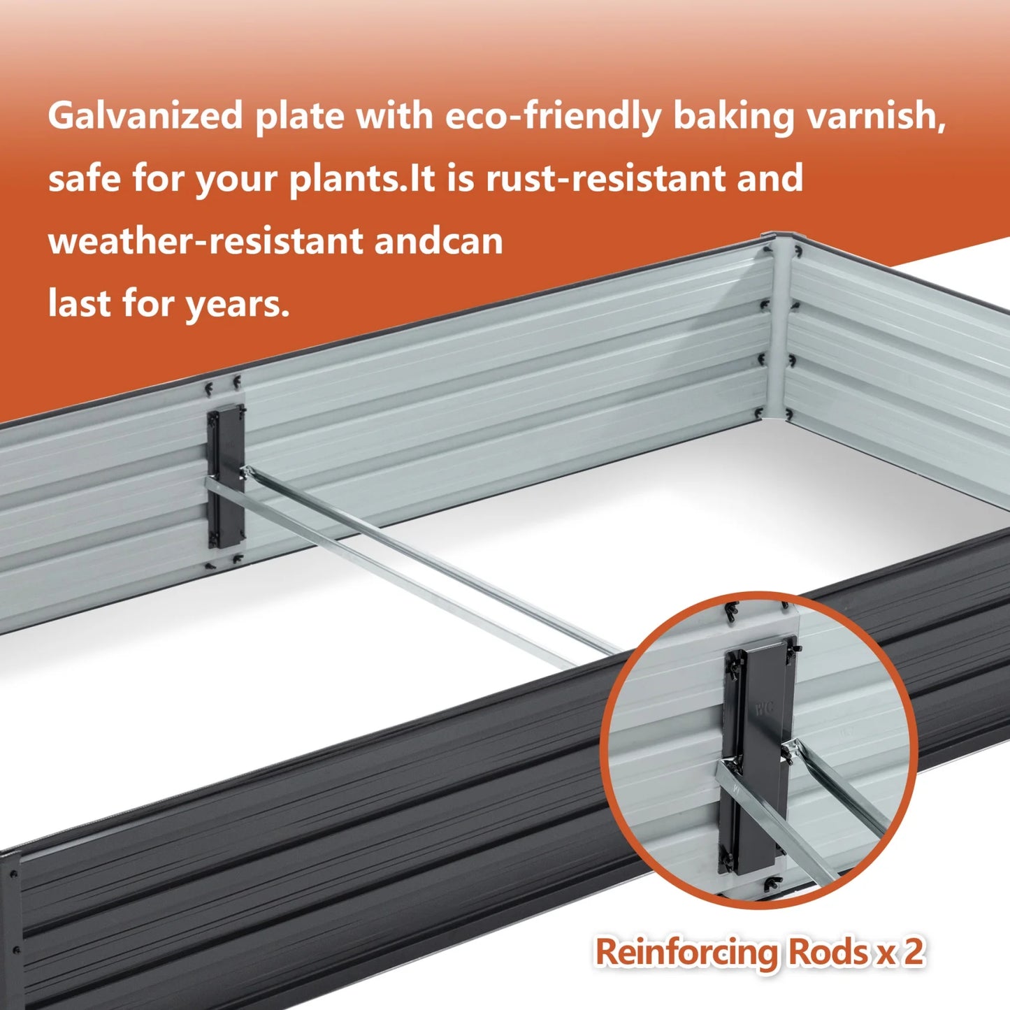 8X4x1 FT Galvanized Raised Garden Bed, Outdoor Planter Box Metal Patio Kit with Reinforcing Rod, Large Planting Bed for Vegetables Flowers Herb, Black