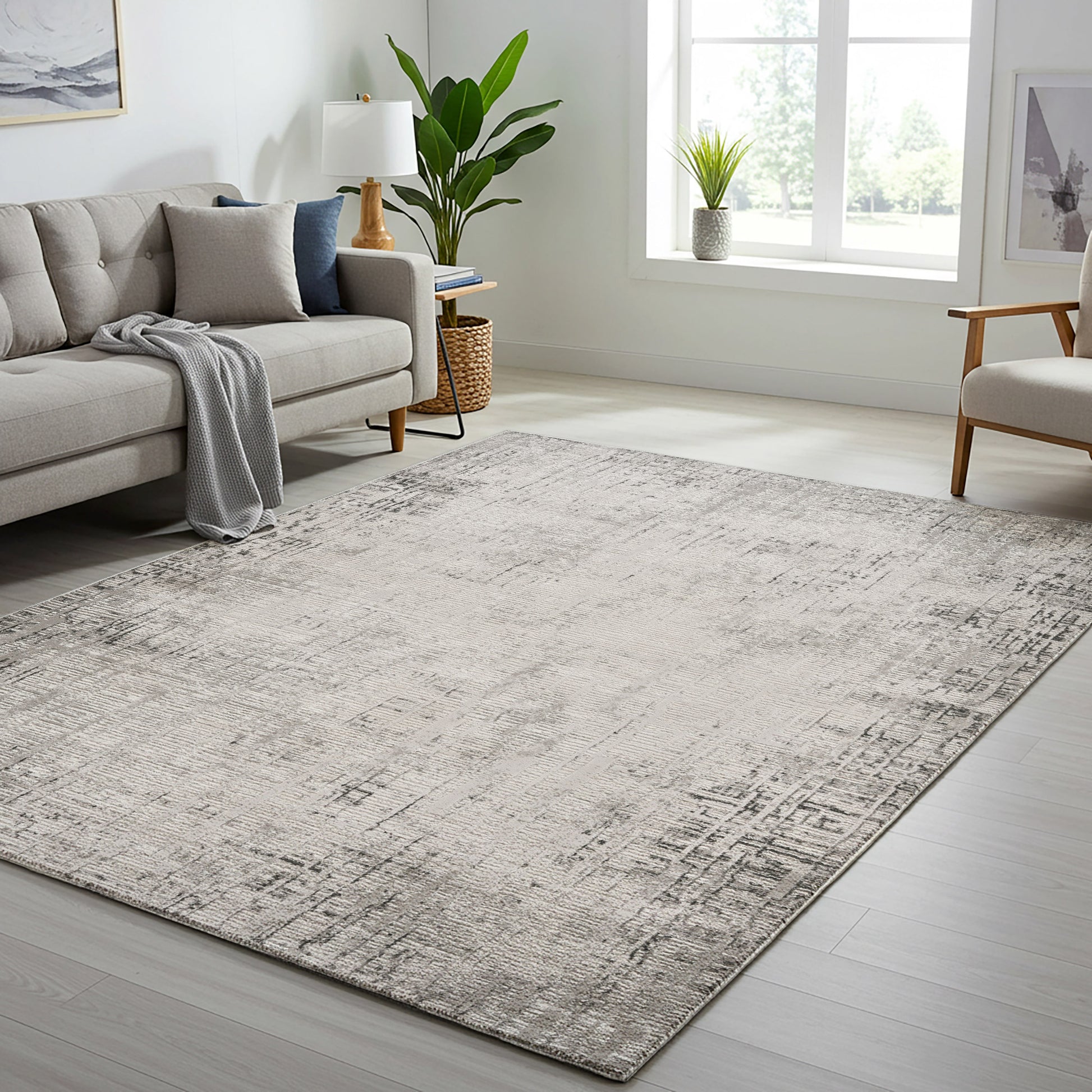 Divina Area Rug, Aloma Cream & Gray, 5’3” x 7’