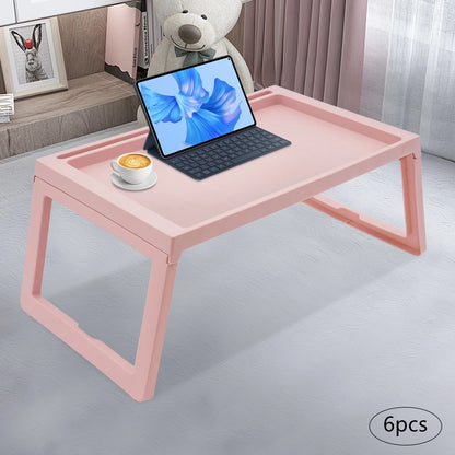 Set of 6 Lap Desk for Bed, PP Foldable Laptop Table, Portable Lap Desk, Home Office Laptop Desk Table for Notebook Tablet,Bed Tray Table, Kids Bed Dinning Desk (white)
