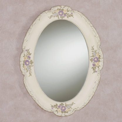 Enclaire Charming Floral Oval Wall Mirror Ivory