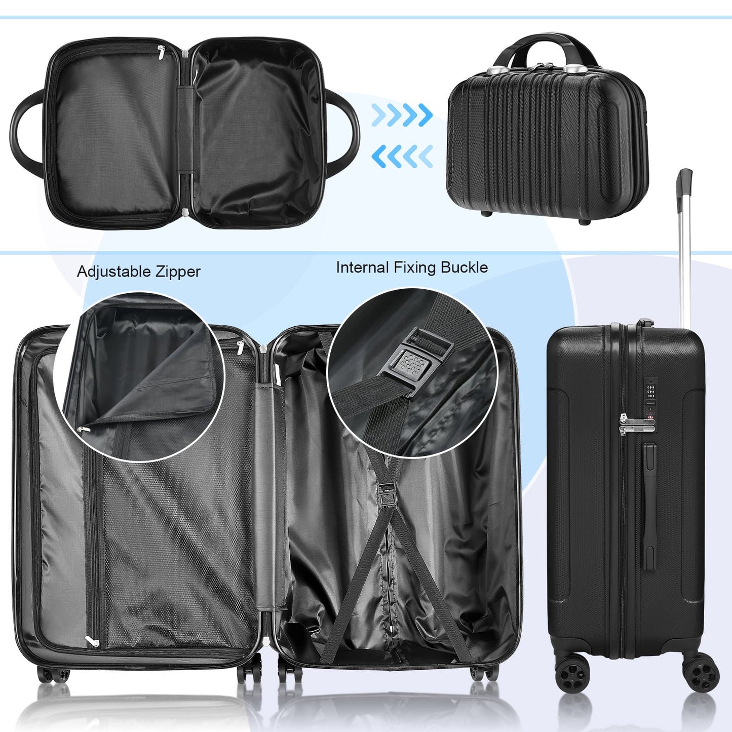 SUGIFT 4-Piece Lightweight Hardshell Spinner Luggage Set with TSA Locks