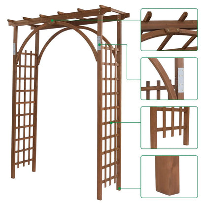Winado Wooden Garden Arbor Trellis Arch for Plants - Outdoor Archway