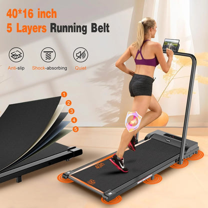 2 in 1 Walking Pad Treadmill, Foldable Treadmills with Handle Bar, 2.5HP Portable Folding Treadmill with Remote Control, Under Desk Treadmill for Home Office, Small Treadmill, 300lb