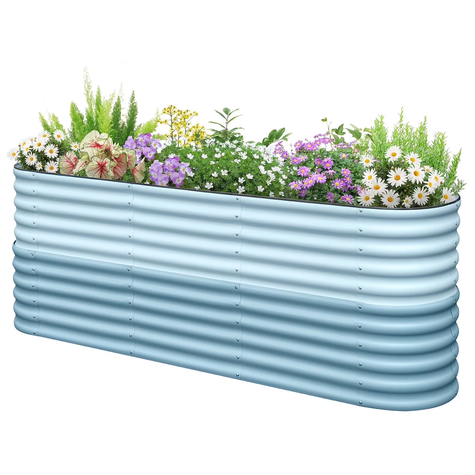 KING BIRD 6.6x2x3 ft Raised Garden Bed 9 in 1 Galvanized Steel Metal Planter Garden Box Outdoor for Gardening, Vegetables, Flowers, Light Green