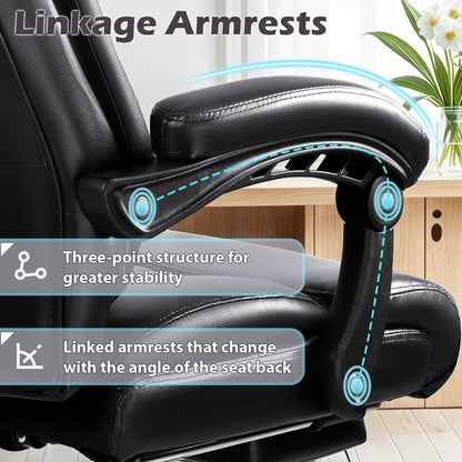 Waleaf Office Chair with Footrest,90-165° Reclining Ergonomic High Back Computer Desk Chair Lumbar Support for Home Office