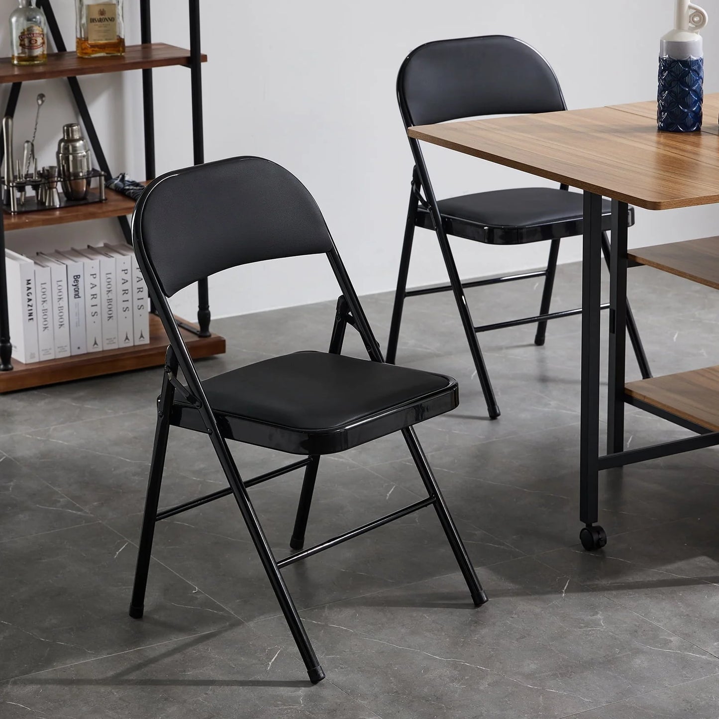 UBesGoo 6 Pack Folding Chairs Cushioned Padded Seat Wedding Chairs with Metal Frame Home Office Party Use Black