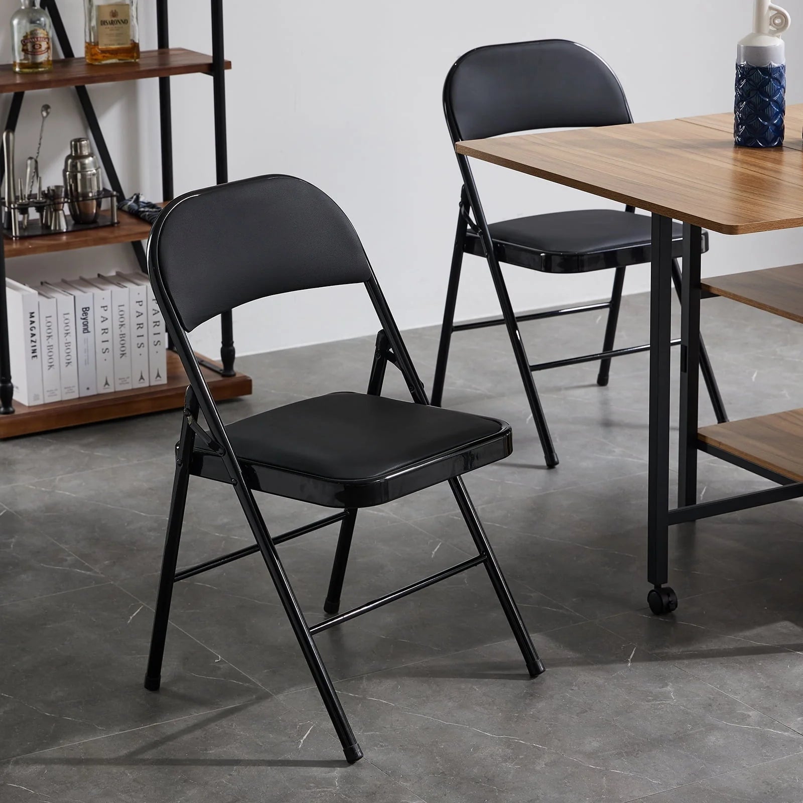 UBesGoo 6 Pack Folding Chairs Cushioned Padded Seat Wedding Chairs with Metal Frame Home Office Party Use Black