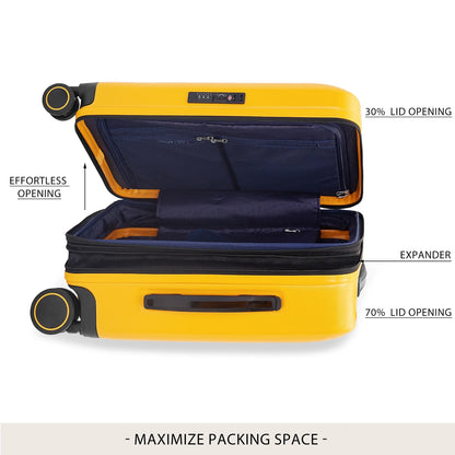 VERAGE Freeland Carry On Luggage with X-Large Spinner Wheels, Expandable Hardside Travel Suitcase, TSA Approved (20-Inch, Yellow)