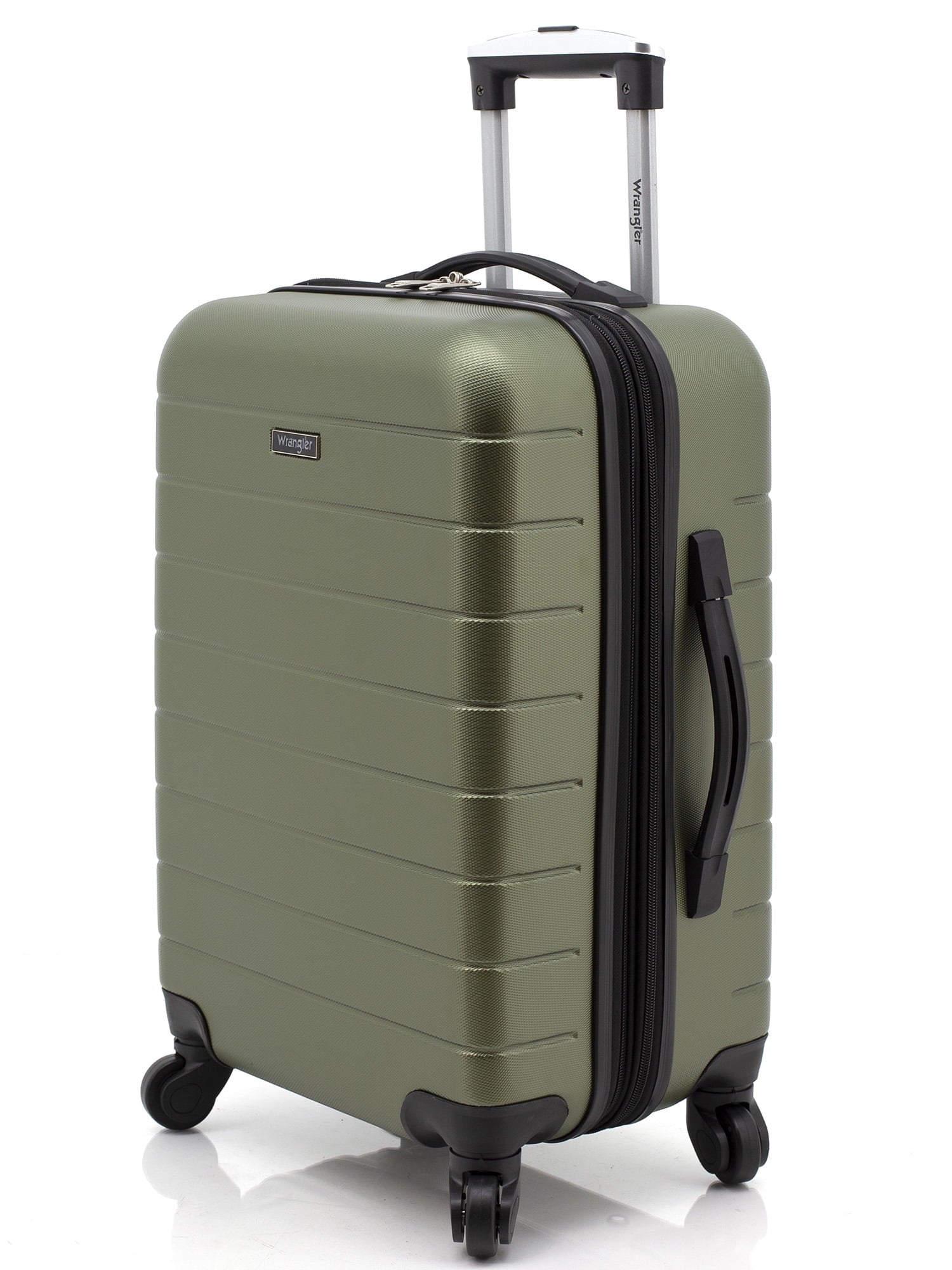 Wrangler 3 Piece Luggage Set with Cup Holder and USB Port, Olive Green