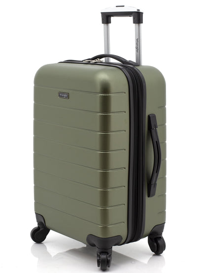 Wrangler 3 Piece Luggage Set with Cup Holder and USB Port, Olive Green