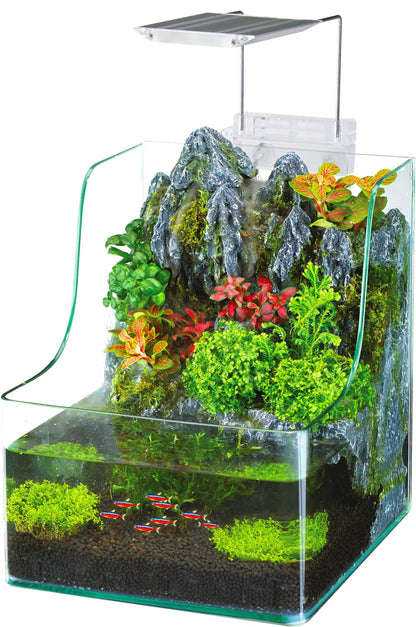 Penn-Plax Aquaterrium Tank - Hydroponic Glass Aquarium for Live Plants and Fish - 1.85 Gallons