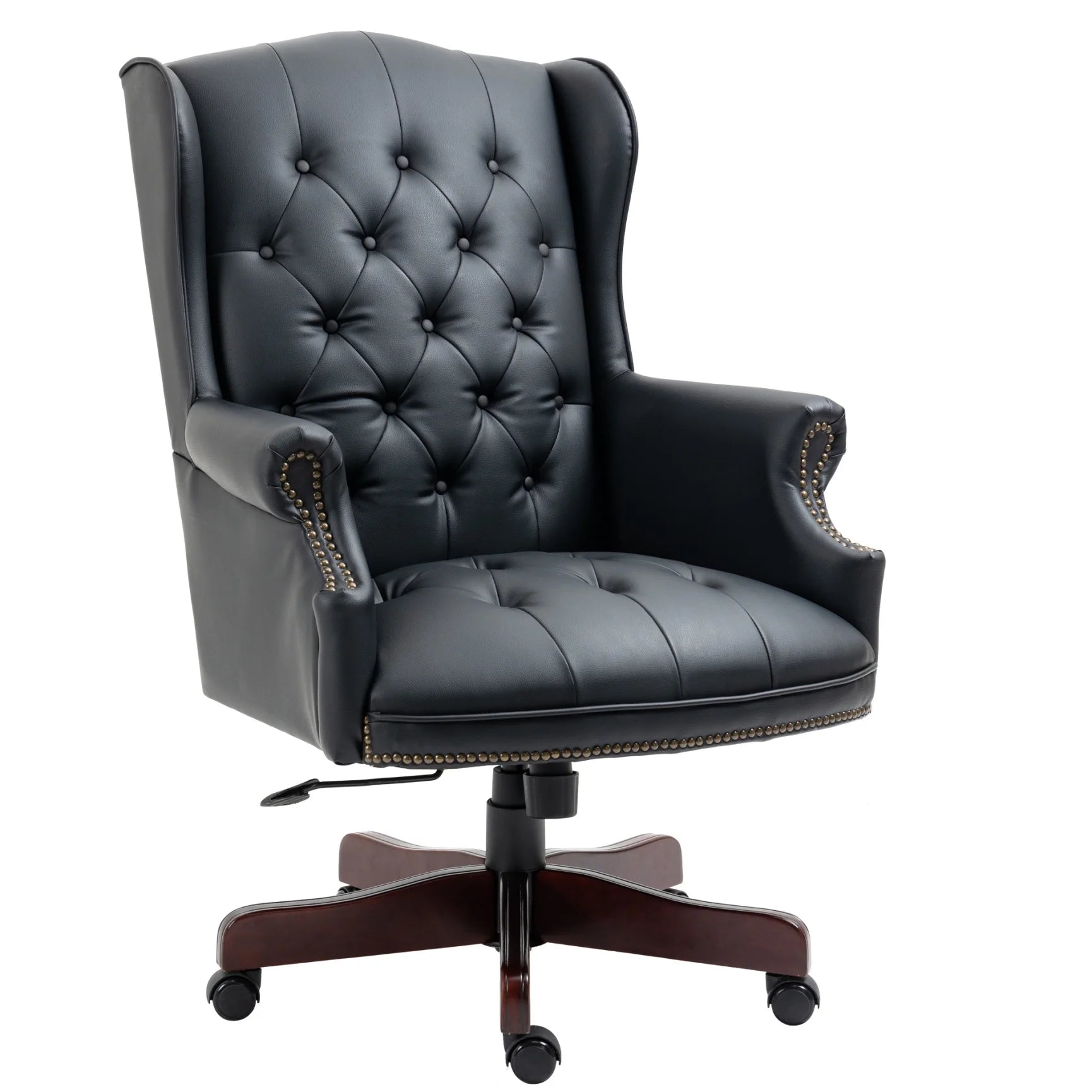 360° Rotating Office Chair,High Back Reclining Comfortable Desk Chair,Thick Padded Seat & Backrest,Ergonomic PU Leather Desk Chair with Smooth Glide Caster Wheels for Home Office,Black