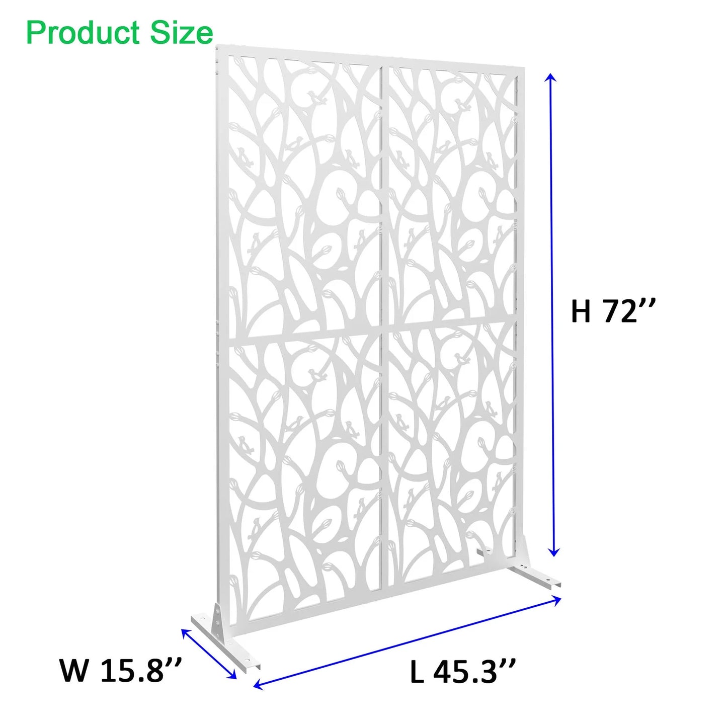 Metal Privacy Screen W3.8Ft X H6Ft Elegant White Bird Shape Outdoor Indoor Room Divider Easy To Assemble Portable Solution For Balcony Garden Patio And Living Room Privacy Needs