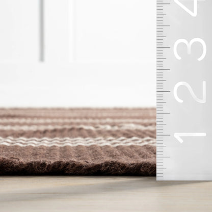 Rugs USA Hawthorn Striped Wool Area Rug, 4' x 6', Hawthorn Ivory