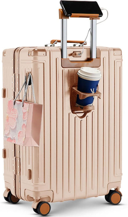 20 Inch Carry on Luggage Carry-on with Cup Holder & USB Port, Hardside Smart Luggage with Airline Approved TSA Lock, Lightweight carryon luggage 22 x 14 x 9 airline approved 360° Spinner Double Wheels
