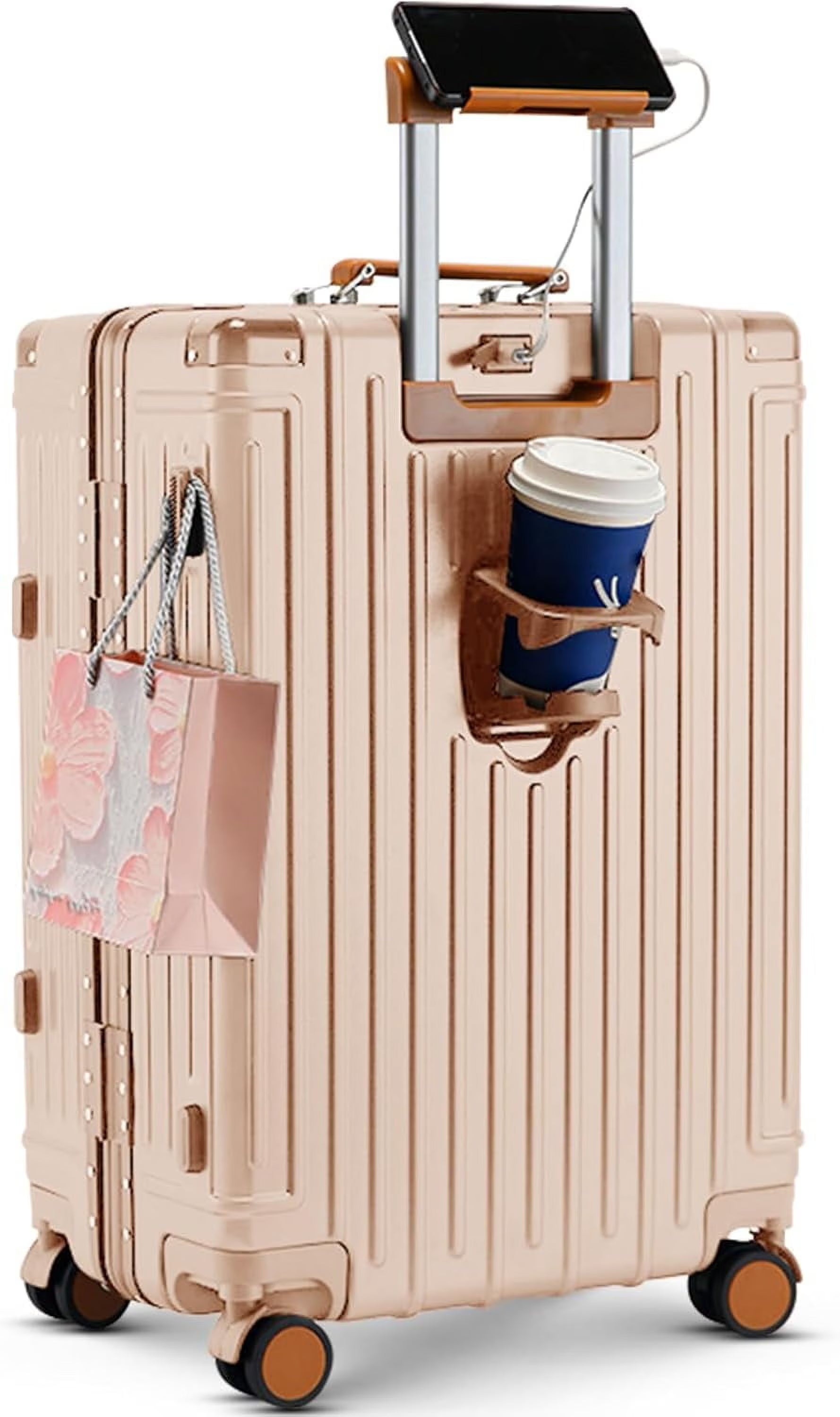 20 Inch Carry on Luggage Carry-on with Cup Holder & USB Port, Luggage with Airline Approved TSA Lock, Softside Lightweight carry on luggage 22 x 14 x 9 airline approved 360° Spinner Double Wheels