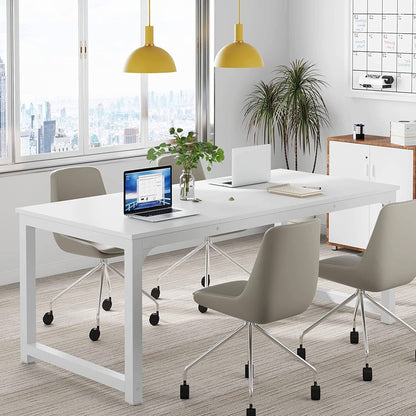 Large Simple Computer Desk Office Computer Table Writing Table for Home Office 63" L x 31.5" W x 29.5" H - Off White