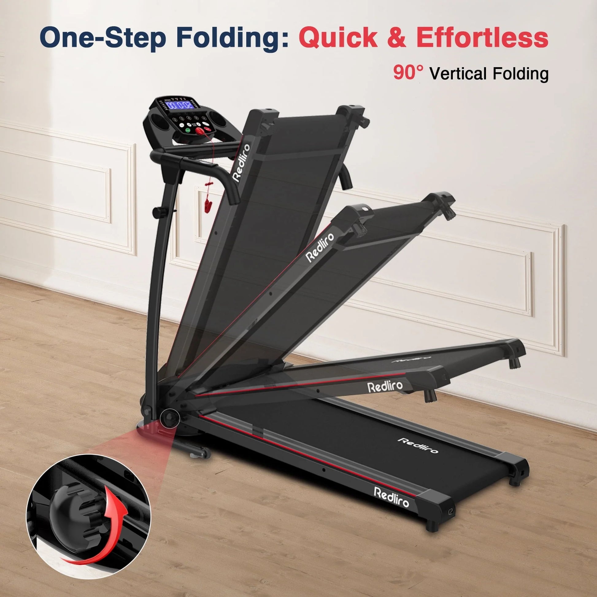 Redliro Portable Folding Treadmill Incline Manual 220LBS Electric Walking Running Machine Home Office