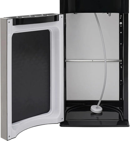 Bottom Loading Water Cooler Dispenser, Storage Cabinet Drinking Fountain Hot & Cold Standing Water Dispenser with Anti-Scalding Design Safety Lock for Home Office (Silver Grey)
