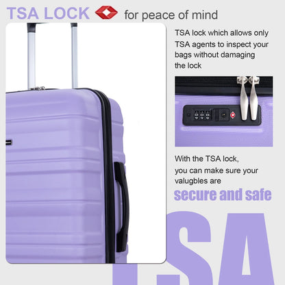 Tripcomp Hardshell Luggage Set 3-Piece Set (21/25/29) Lightweight Suitcase 4-Wheeled Travel Case(Purple)