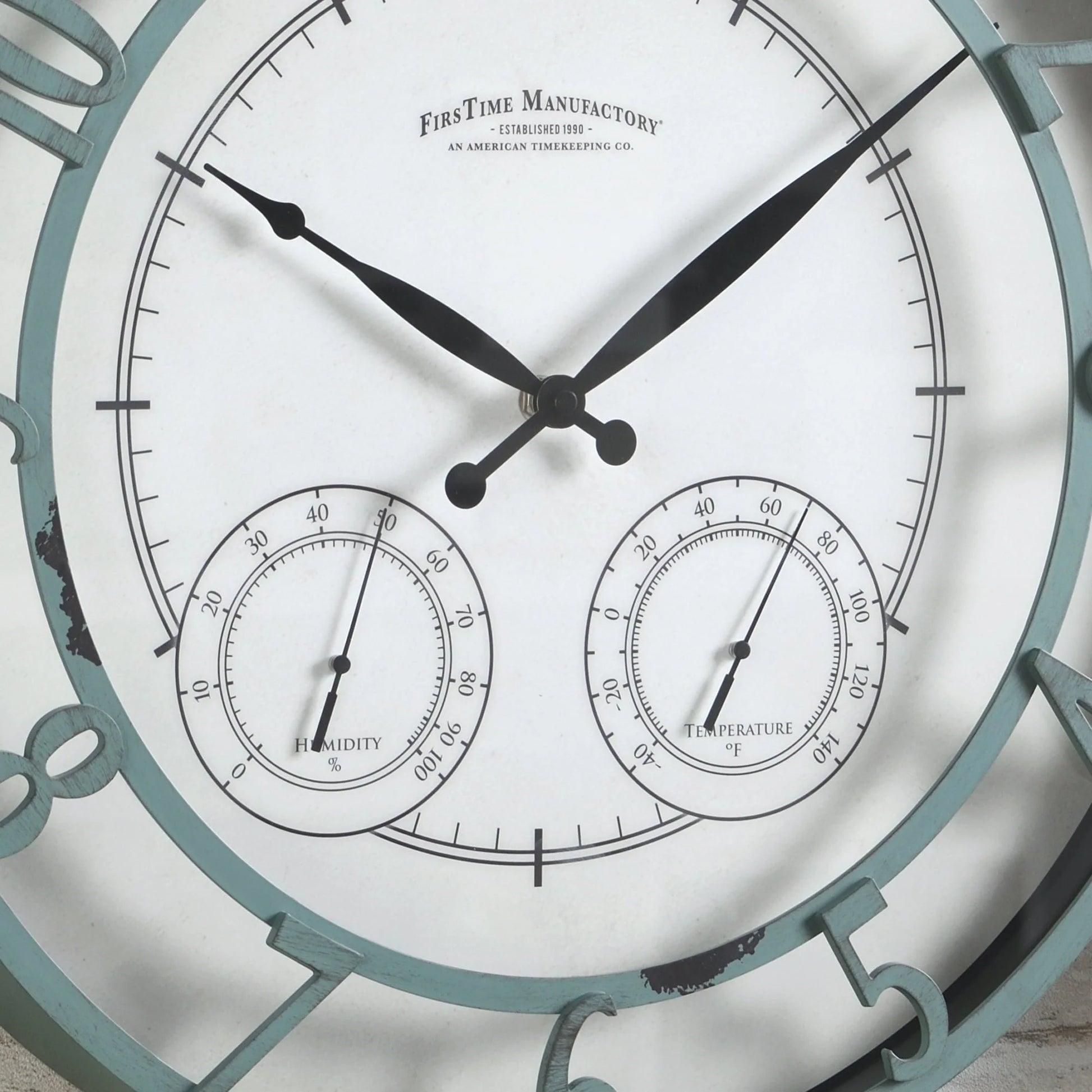 FirsTime & Co. Teal Laguna Outdoor Wall Clock, Farmhouse, Analog, 18 x 2 x 18 in