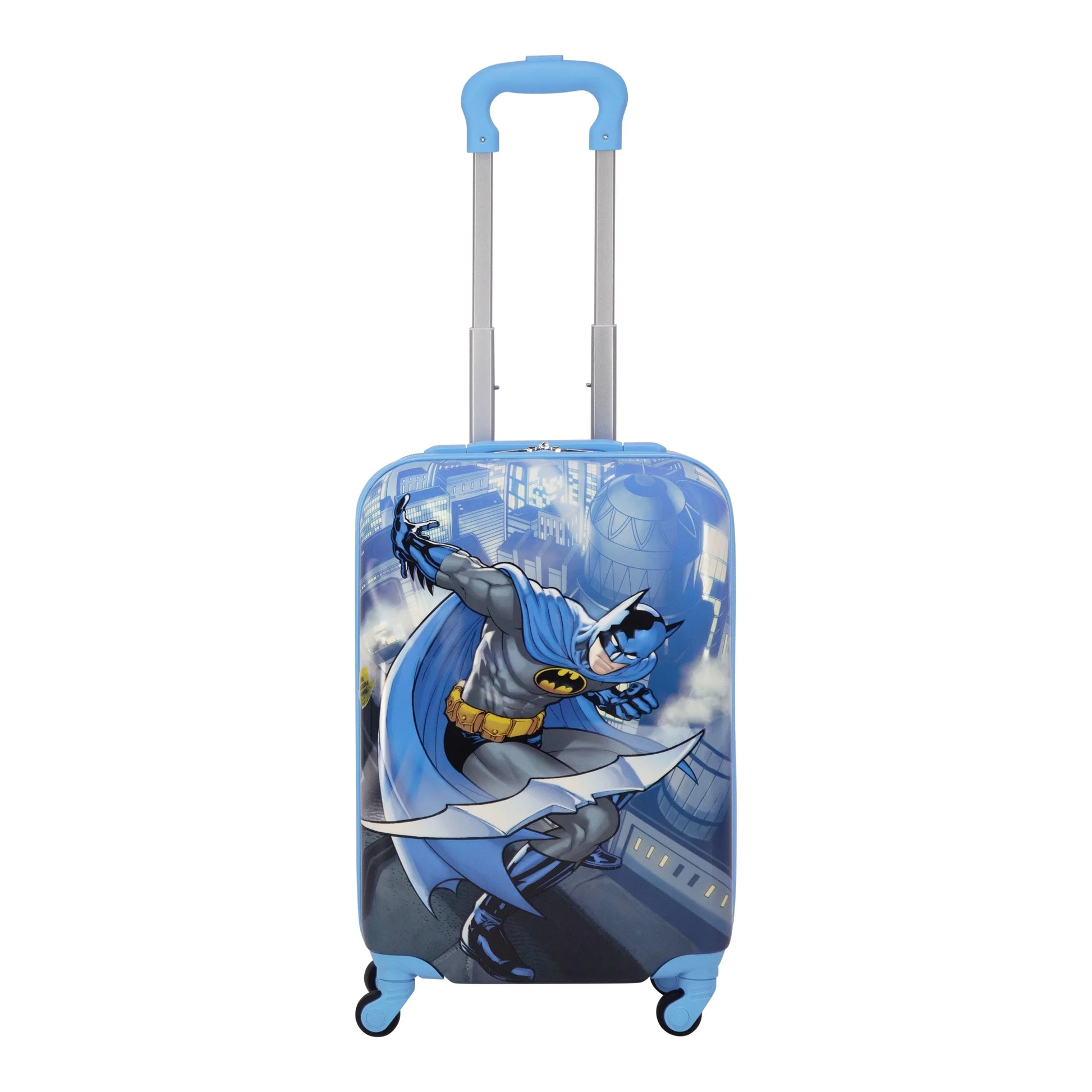 DC Comics Batman 21 Inch Kids Rolling Luggage, Hardshell Carry On Suitcase with Wheels, Blue