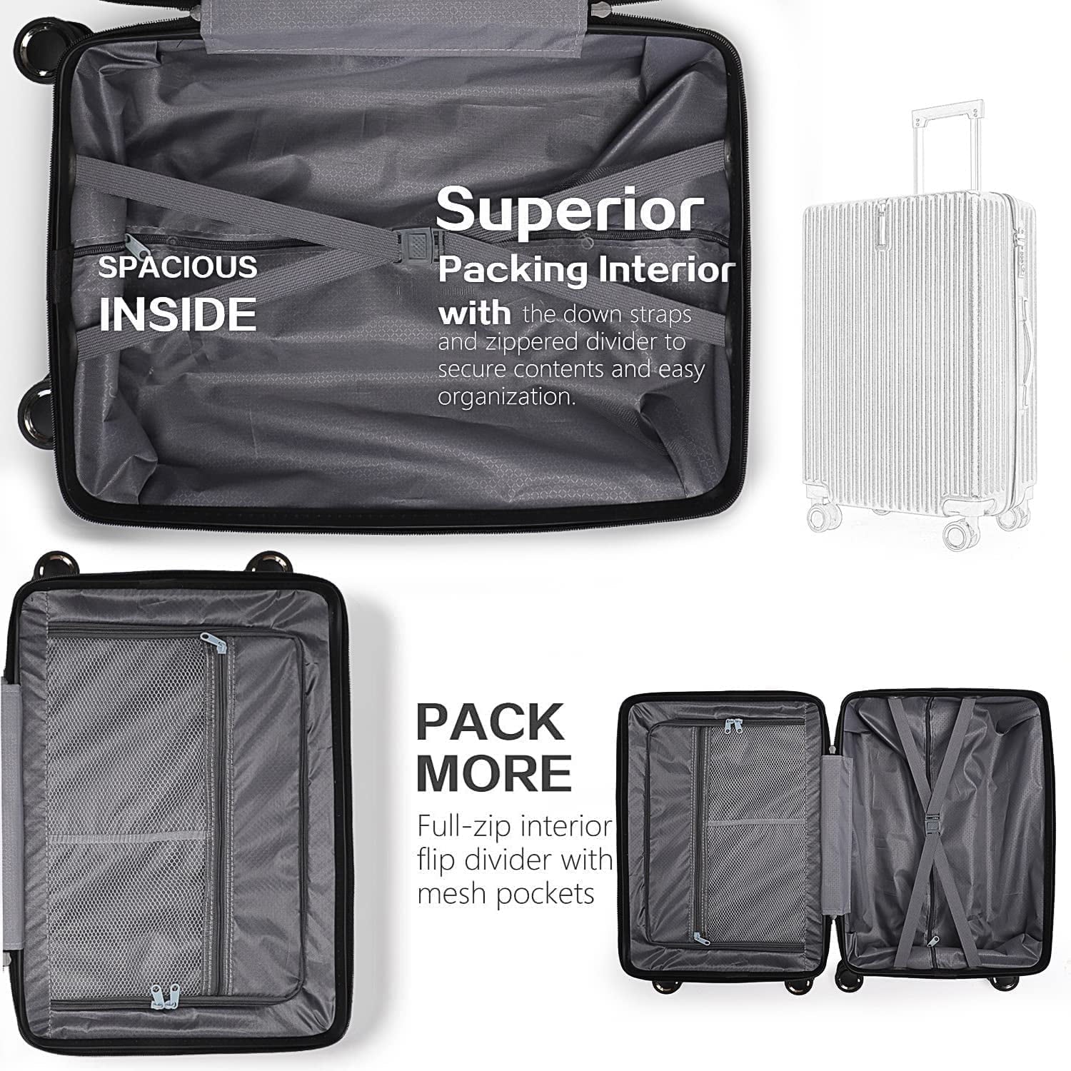Vebreda Luggage Sets 3 Piece 20/24/28 inch Suitcase Sets Hardside Luggage Set, Navy Blue