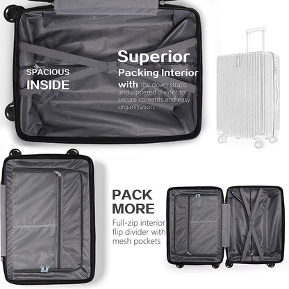 Vebreda Luggage Sets 3 Piece 20/24/28 inch Suitcase Sets Hardside Luggage Set, Navy Blue