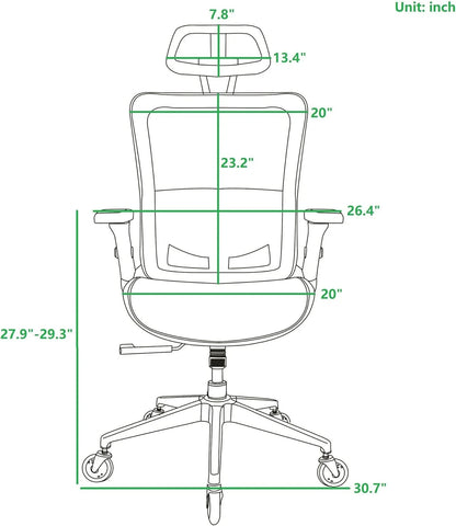 Criss Cross Chair with Wheels - Ergonomic Mesh Office Chair with Adjustable Headrest, Tilt Function, Lumbar Support, and Blade Wheels for Comfortable Home Office Desk Sitting (Black1)