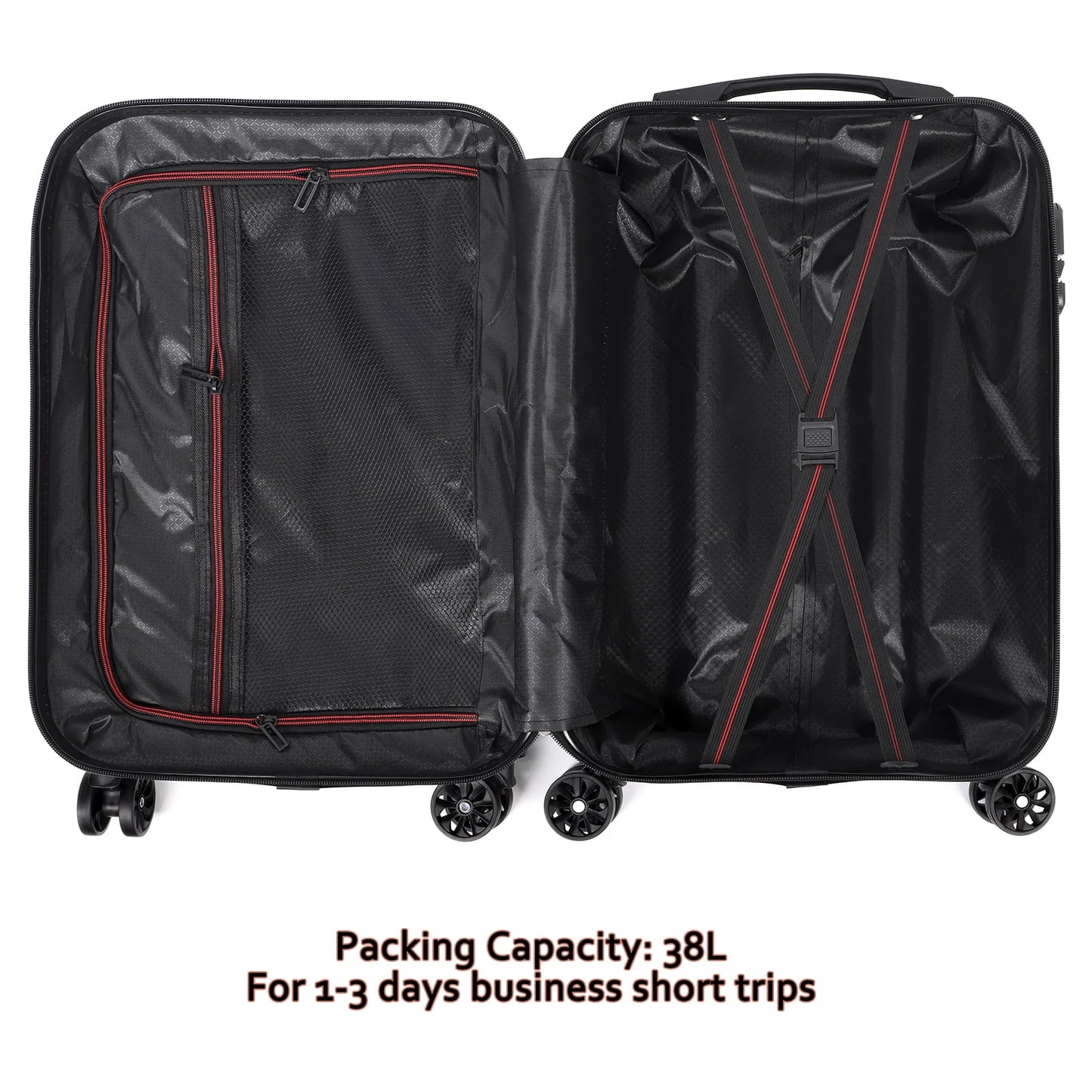 Carry On Luggage, 20" Hardside Suitcase ABS Spinner Luggage with Lock - Crossroad in Rosegold