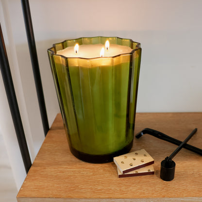 Sand + Fog 57 oz. Scalloped Candle with Rubber Wood Lid