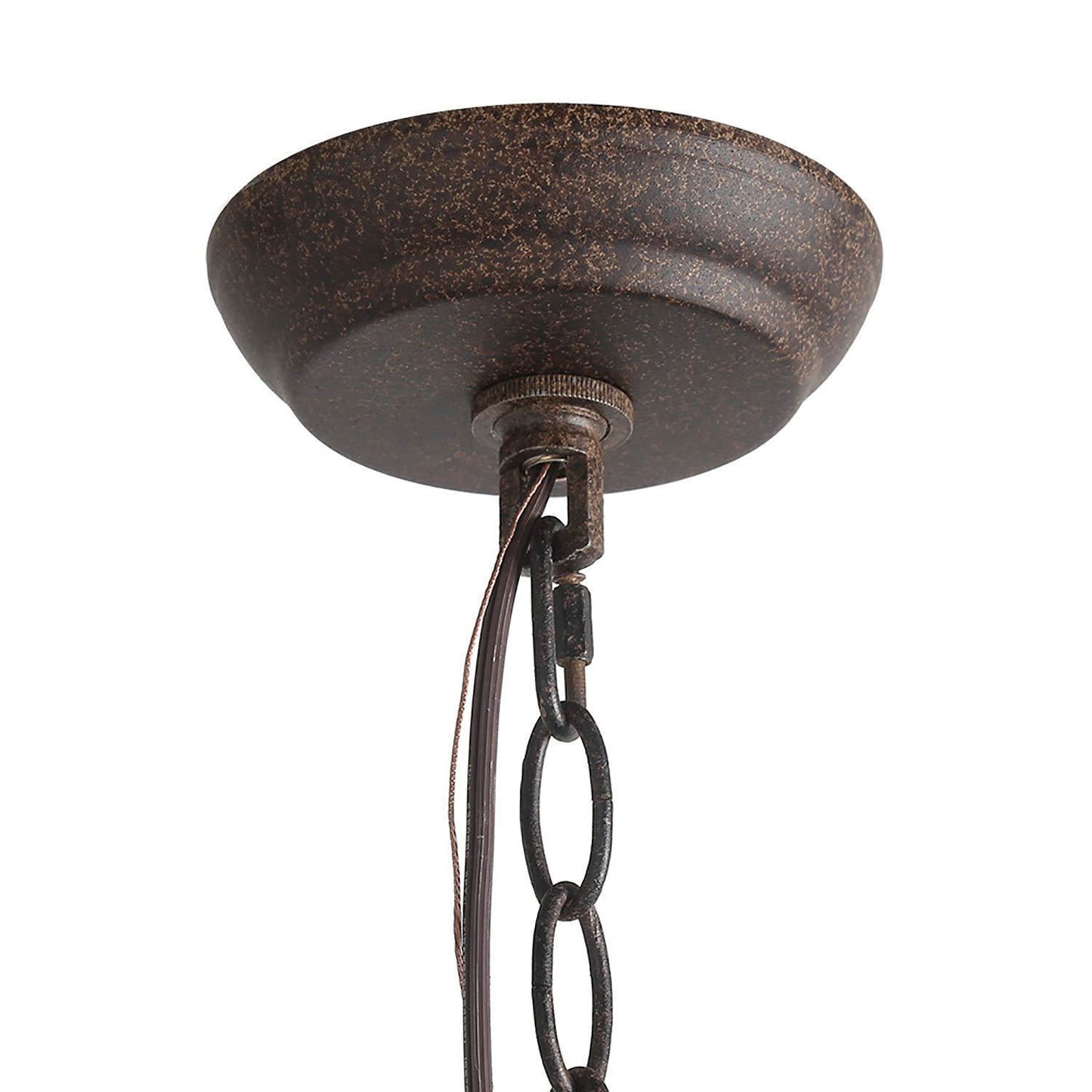 LNC 6-Light French Country Distressed Off-White Handmade Wood and Metal Candle Shape Chandelier