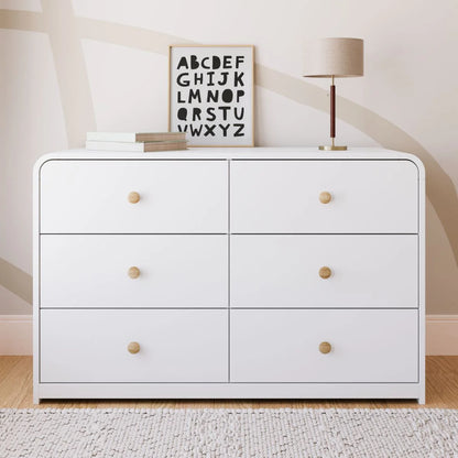 Storkcraft Santos 6 Drawer Nursery Double Dresser, White