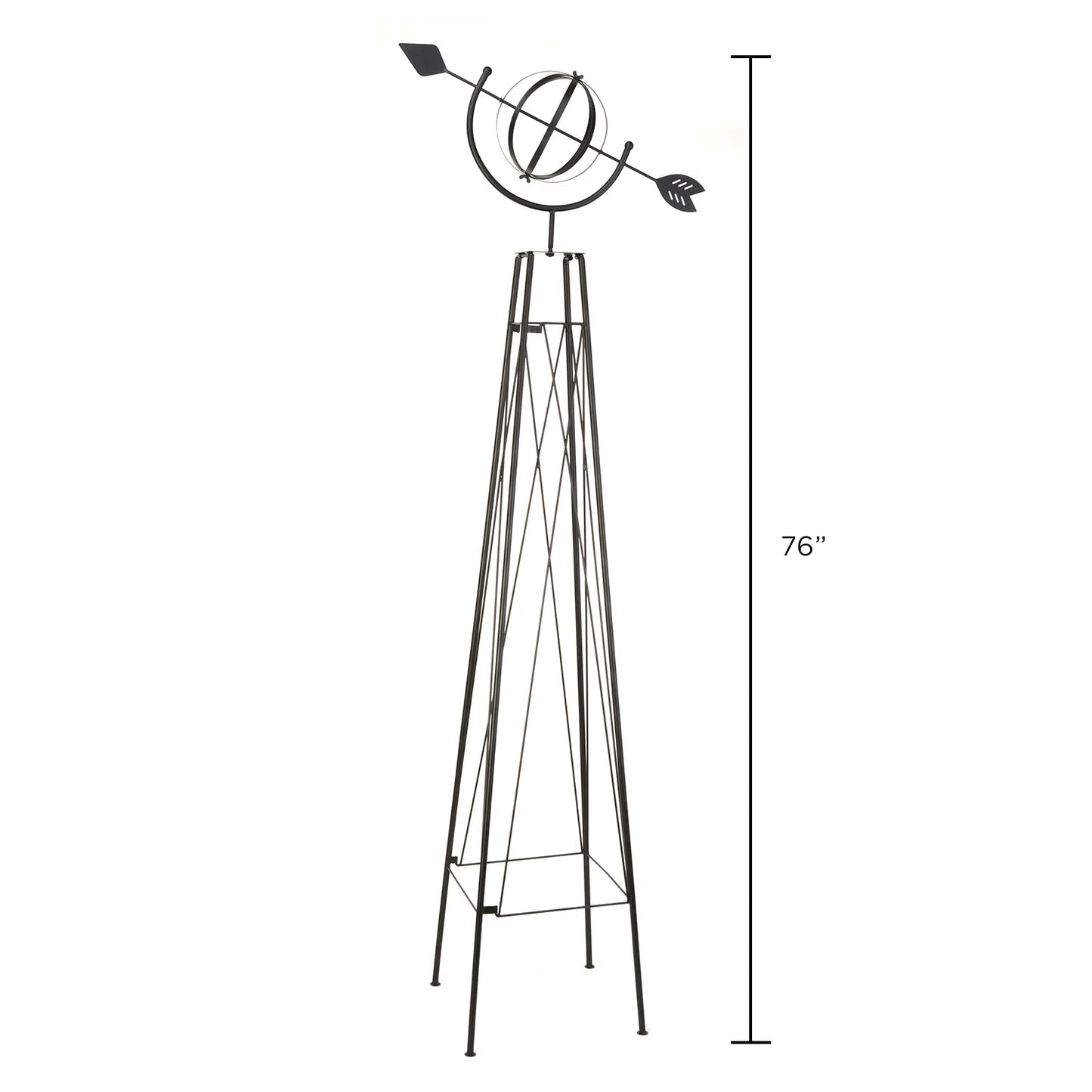 Panacea 86805 6 Ft Metal Garden Obelisk Trellis Sculpture with Armillary Topper