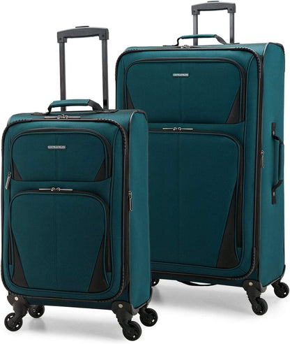 U.S. Traveler Aviron Bay Expandable Softside Luggage Set with Spinner Wheels, Navy, 2-Piece (23/31)