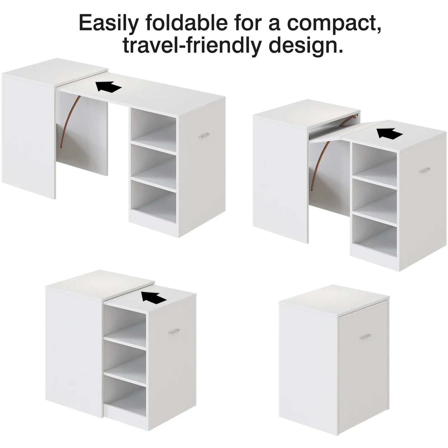 Tarnorci foldable desk Home Office compact desk with 3 Layer Storage Rack