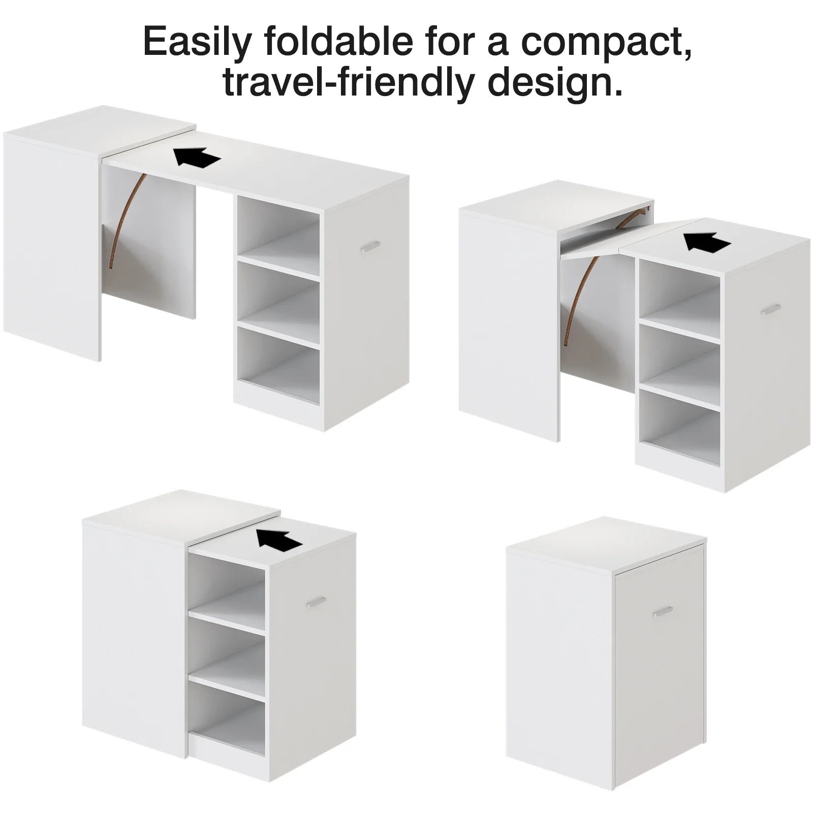 Tarnorci foldable desk Home Office compact desk with 3 Layer Storage Rack