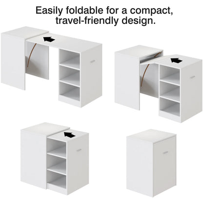Tarnorci foldable desk Home Office compact desk with 3 Layer Storage Rack