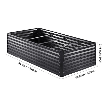 KFFKFF Elevated Garden Bed, Dimensions 8 x 4 x 2 ft, Constructed from Galvanized Metal, Open Bottom Outdoor Planters, Ideal for Cultivating Flowers, Vegetables, and Herbs in Yard, Garden, Patio