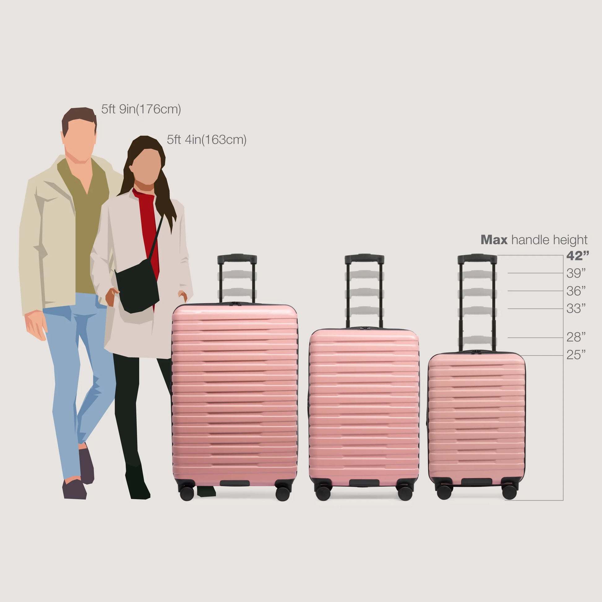 U.S. Traveler Boren Hardside Rugged Spinner Luggage, Rose Pink, 26" Checked Medium