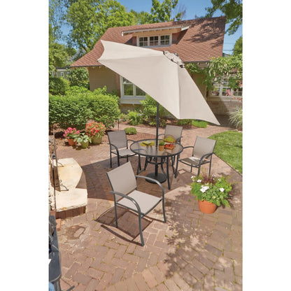 Living Accents 9 ft. Tiltable Gray Market Umbrella