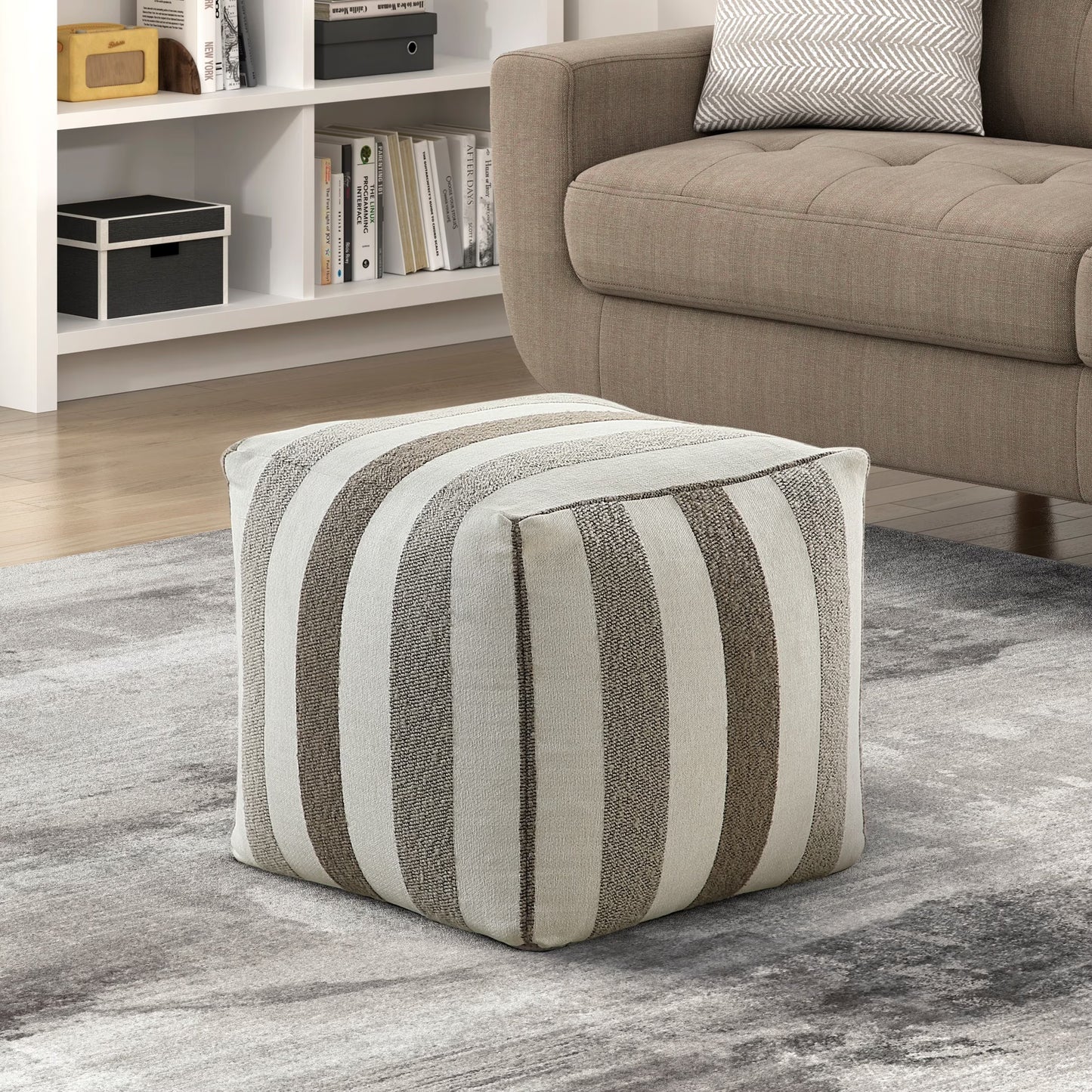 Footrest Ottomans Modern Square Pouf Multi-Color Jacquard Fabric Upholstered Ottoman, Non-Slip Floor Pouf, Bean Bag Chair, 1pc Sitting Pouf,Storage Ottomans