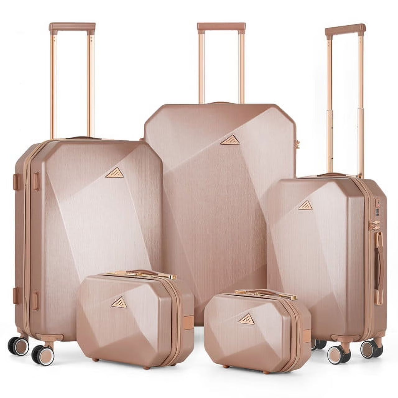 Hikolayae Crossroad Collection Hardside Spinner Luggage Sets in Beige, 5 Piece - TSA Lock
