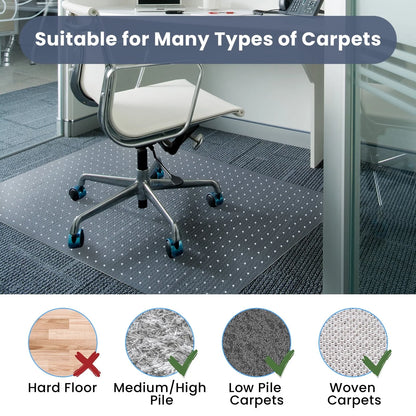 HOMWOO Office Chair Mat for Carpet Floor, Computer Desk Chair Mat for Low/Medium Pile Carpet, 36" x 48" Heavy Duty Polycarbonate Clear Floor Mat with Lip, for Home Office