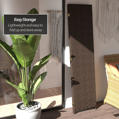 Red Lantern 6 ft. Tall Woven Fiber Outdoor All Weather Room Divider - 3 Panel - Dark Brown