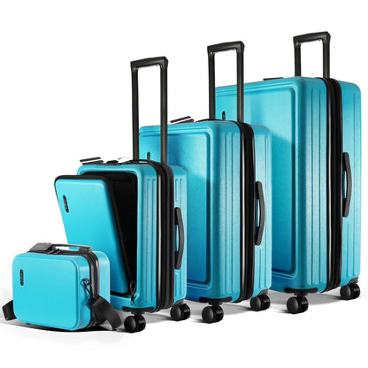 Virtu 4 Piece Hardshell Exapandable Luggage Set, Spinner Luggage Suitcase Set, Navy Blue