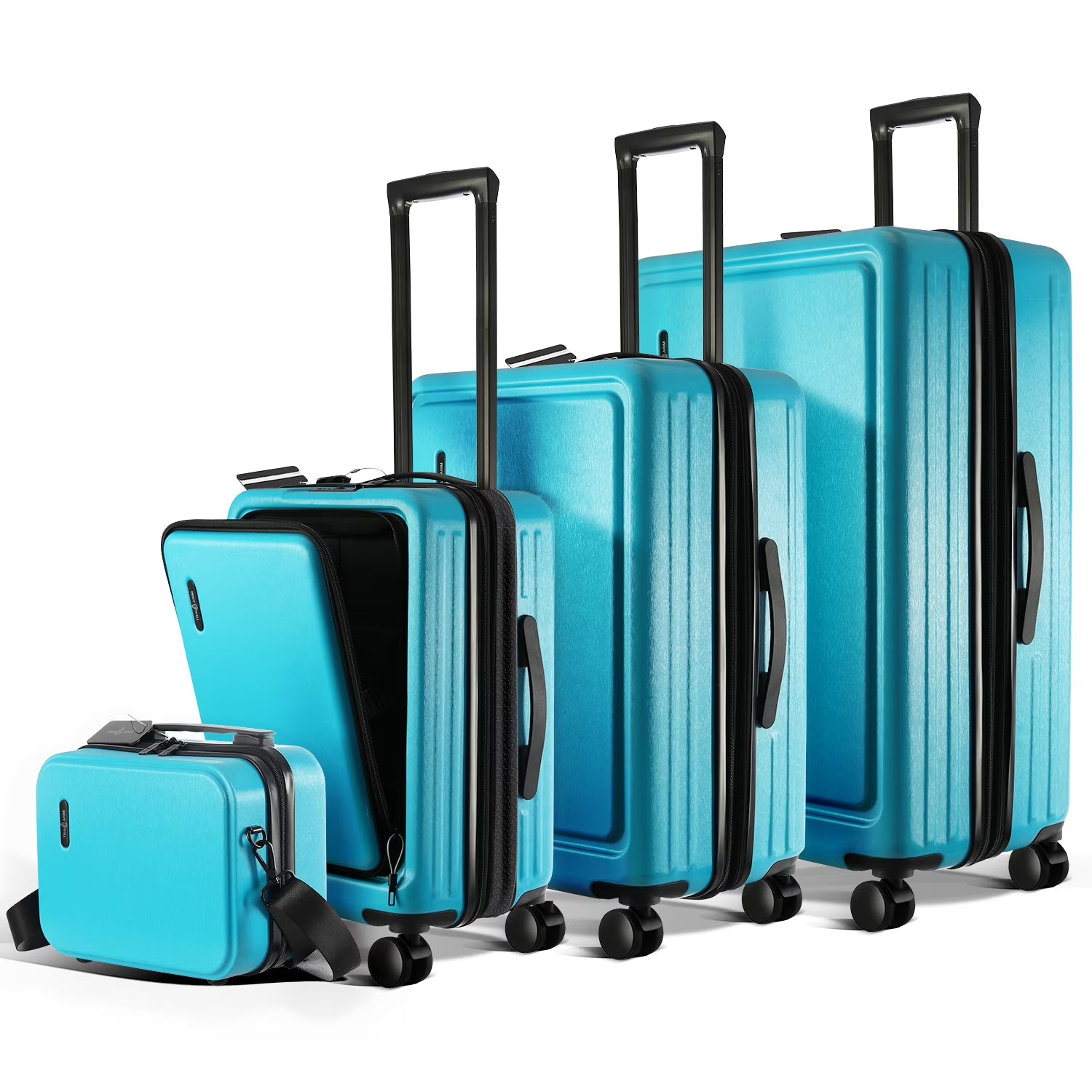 Virtu 4 Piece Hardshell Exapandable Luggage Set, Spinner Luggage Suitcase Set, Navy Blue