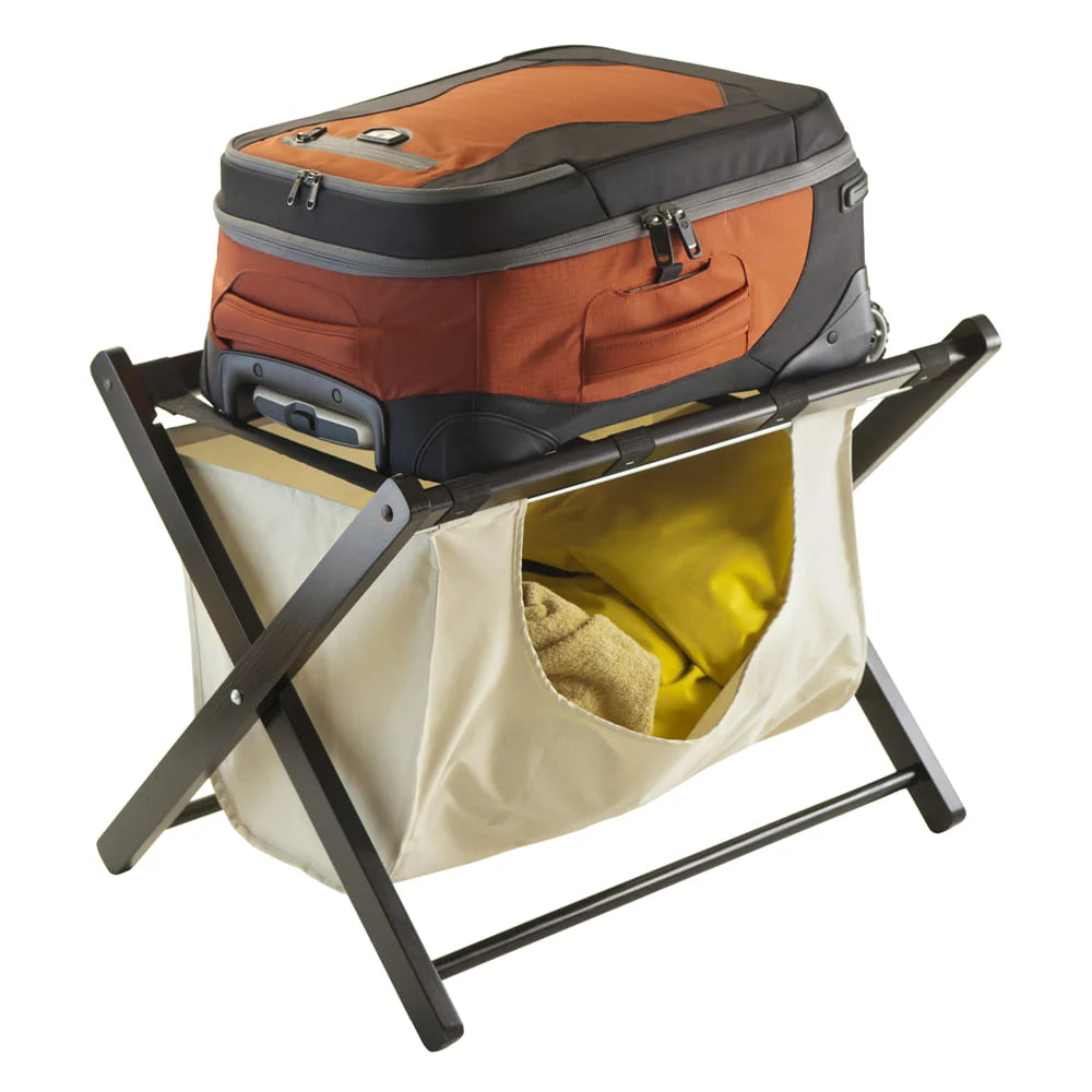 Winsome Wood Dora Luggage Rack with Fabric Basket, Espresso Finish